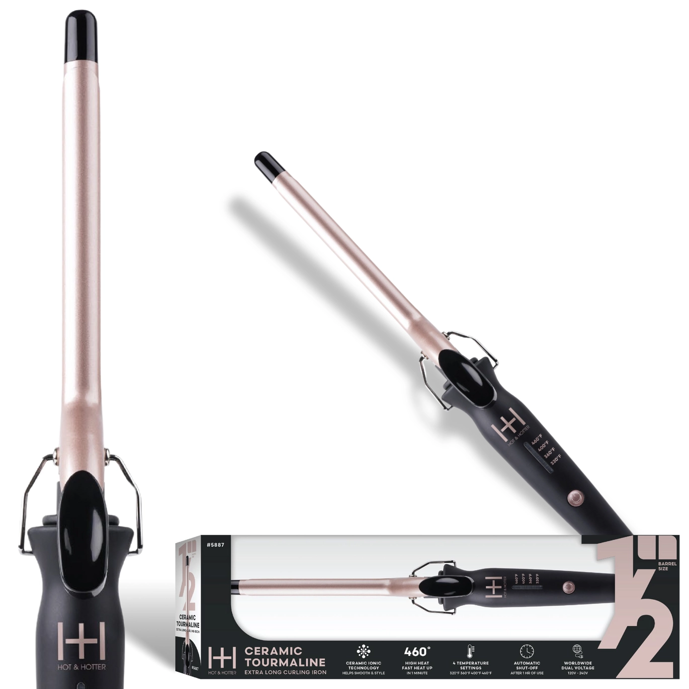 Hot & Hotter Extra Long 1/2" Ceramic Tourmaline Curling Iron