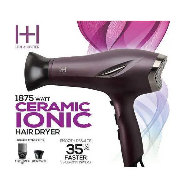 Hot & Hotter 1875 Watt Ceramic Ionic Hair Dryer - Luxury Performance