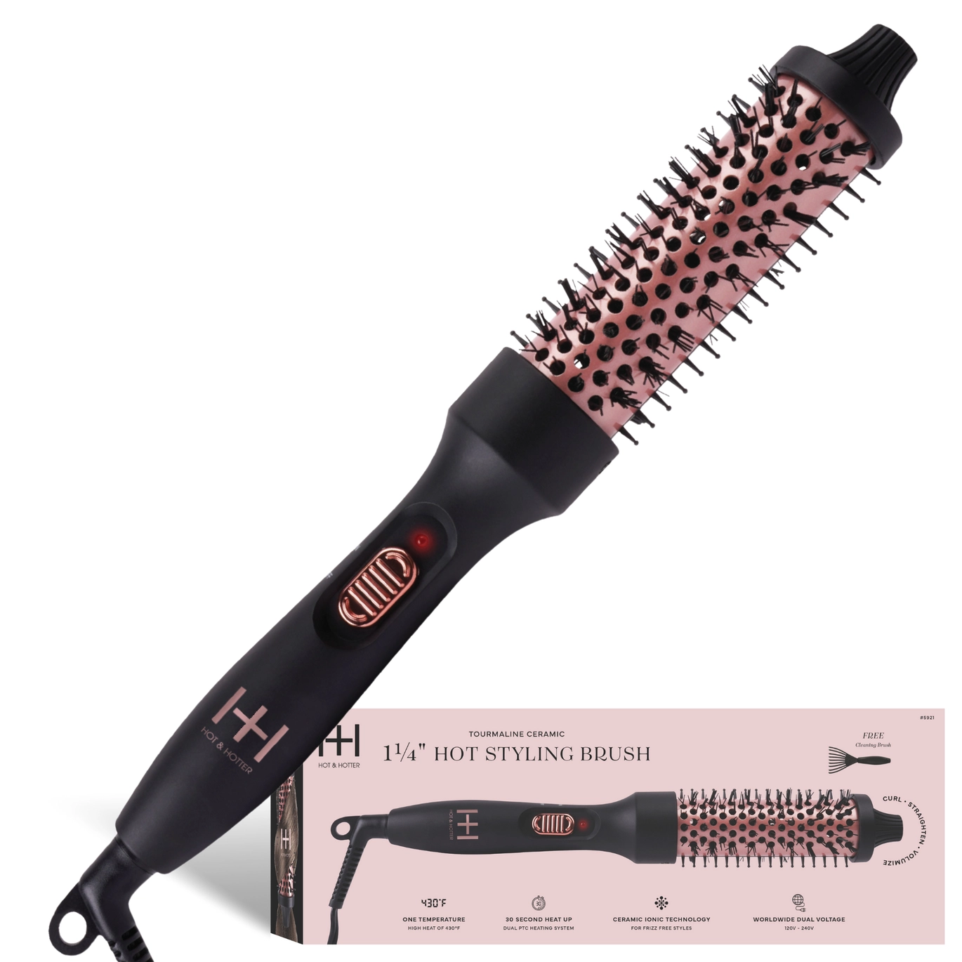 Hot & Hotter Tourmaline Ceramic Hot Styling Brush 1.25"