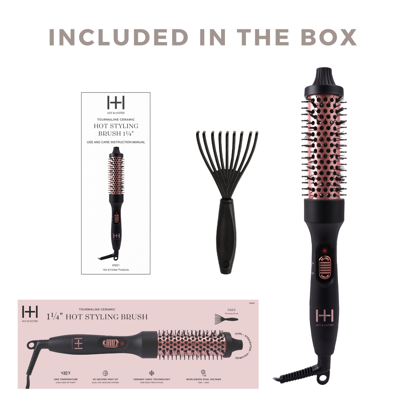 Hot & Hotter Tourmaline Ceramic Hot Styling Brush 1.25"